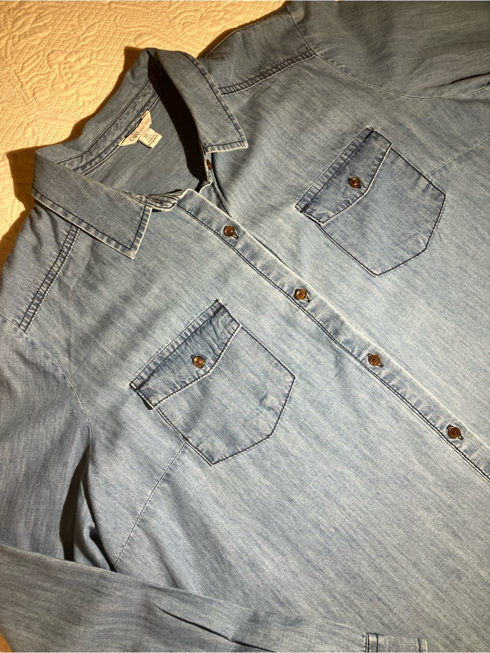 Light wash Chambray Denim Shirt by Cato